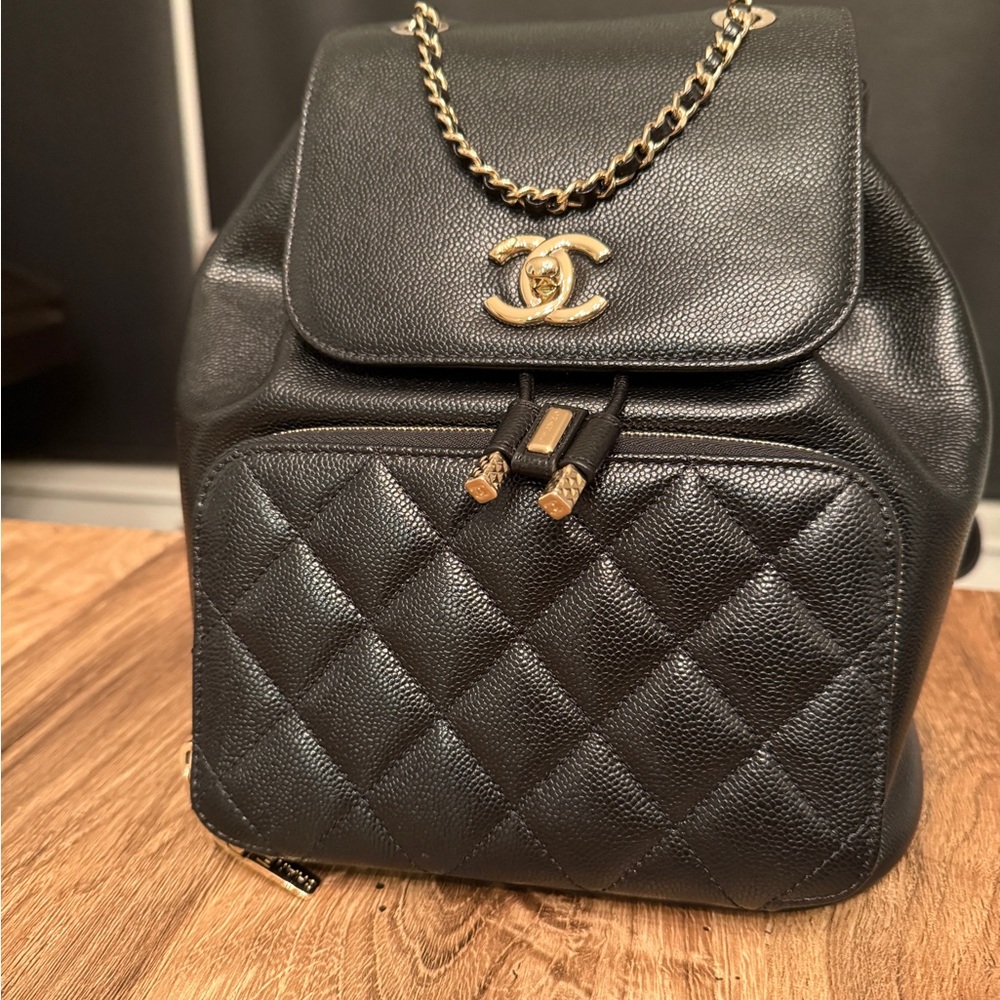 **AUTHENTIC** CHANEL QUILTED BUSINESS AFFINITY BACKPACK BLACK